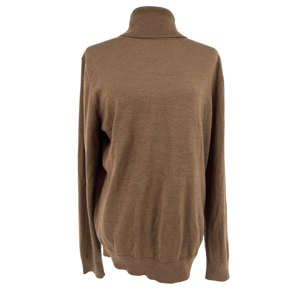 Reiss Brown 100% Extra Fine Merino Wool Turtleneck Sweater Size L Caine